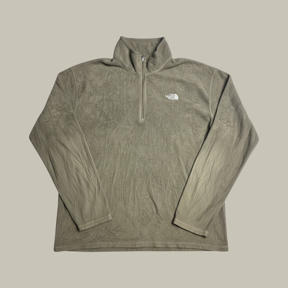 The North Face Pullover Mens XL TKA 100 1/4 Zip Olive Green Fleece Quarter-Zip